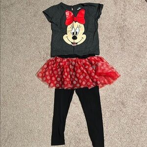 Minnie Mouse Outfit with Red Tutu and Black Leggings